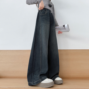 女童牛仔裤春秋2026新款春装大童10岁学生拼接阔腿裤儿童春季裤子