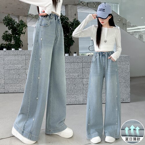 女童裤子夏季薄款洋气牛仔裤