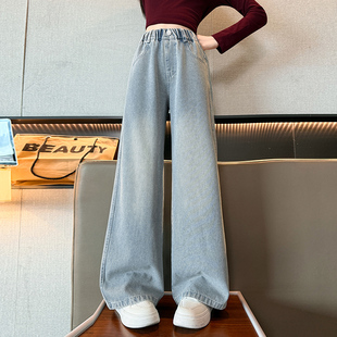 学生大童韩版 春装 时尚 直筒阔腿儿童裤 女童牛仔裤 子春秋款 2026新款