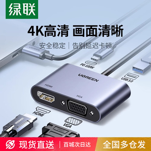 绿联Type-c转hdmi/vga转换器拓展