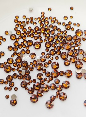 [施]正 品奥钻华子平底圆钻淡琥珀1002LightAmber美甲玩偶发夹钻