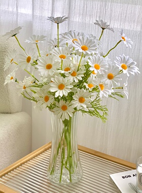 白色小雏菊仿真花假花洋甘菊干花花束客厅摆设装饰花摄影道具摆件