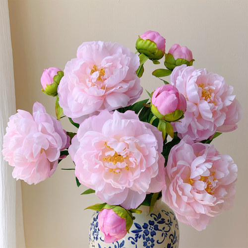 轻奢高端仿真芍药花假花摆设客厅餐桌装饰摆件牡丹花艺仿生花束