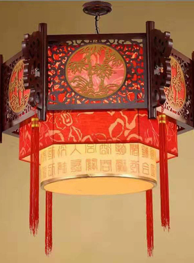 中式餐厅吊灯饭店火锅包厢走廊复古装饰客厅走廊户外装饰木艺灯饰