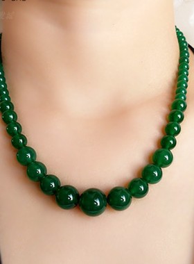 天然绿玉髓项链塔链女款绿玉髓项链单圈短款链简约时尚女款礼物