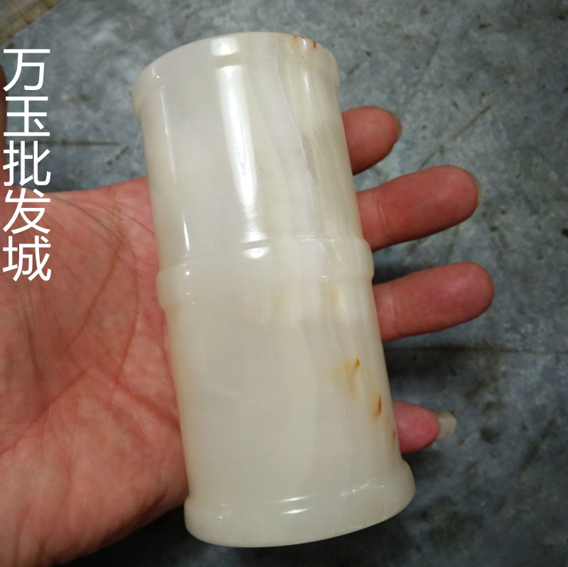 玉器玉石笔筒天然阿富汗玉摆件把件精美a货玉筒玉竹筒新款推全新