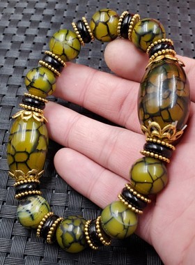 男女款首饰冰花玛瑙桶珠手链玛瑙