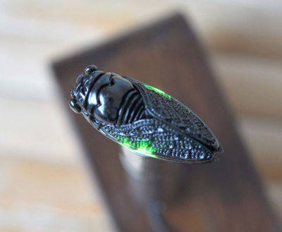 知了吊坠墨玉玉蝉挂件墨绿玉坠事业新款玉蝉挂件蝉吊坠天然墨绿玉