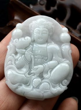 天然a货翡翠观音吊坠新款全新 冰种如意挂件男款新带证书包邮新品