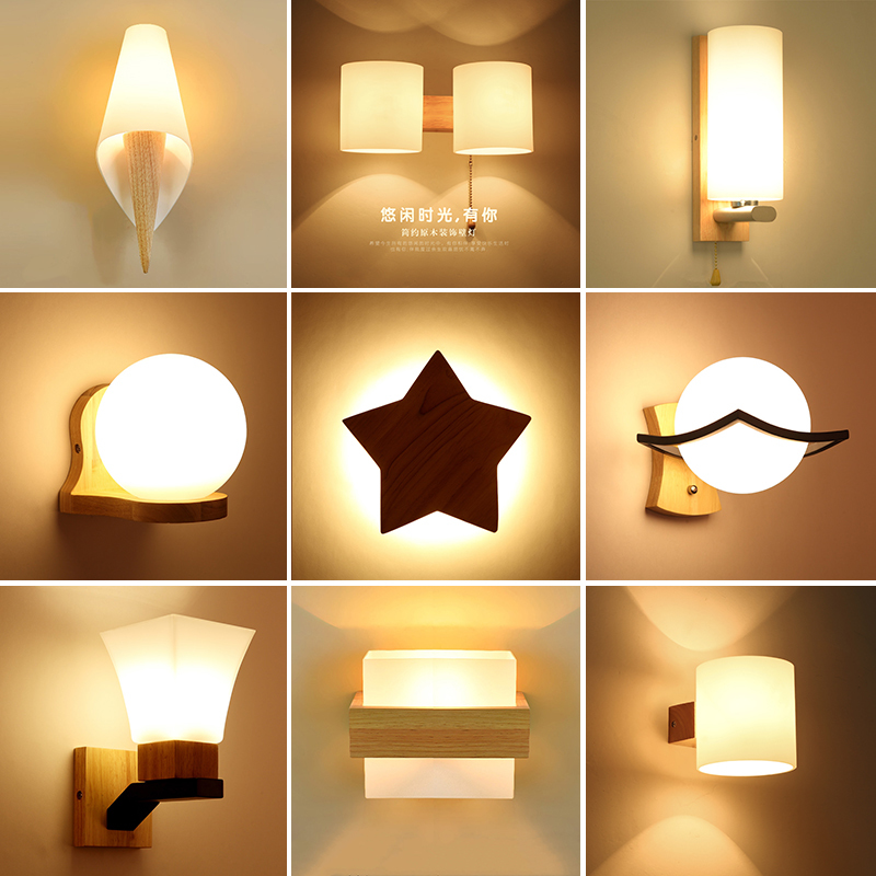 木艺壁灯卧室床头灯阳台原实木