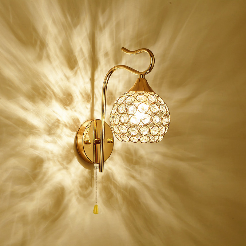 풀 스위치가있는 LED 침실 머리맡 램프 현대 간단한 발코니 계단 거실 통로 더블 헤드 벽 램프