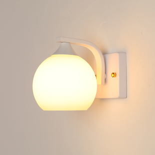 奶油风法式led白色带拉线开关卧室床头灯简约现代客厅楼梯墙壁灯