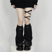 交叉绑带腿环金属装 饰腿饰甜酷辣妹leg chain弹力绑带腿链