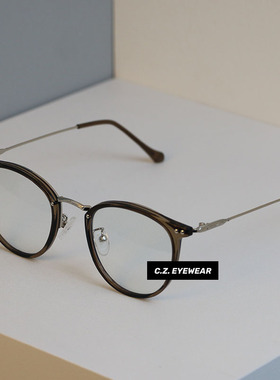 CHOZEN/方圆脸适合的眼镜女高级感冷茶色圆框镜框网上配镜近视男