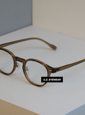 CHOZEN/超轻TR90复古暖茶色镜框女显脸小黑框眼镜男近视度数可配