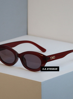 CHOZEN/韩版红色墨镜粗框猫眼大脸显瘦街拍网红款太阳眼镜配近视