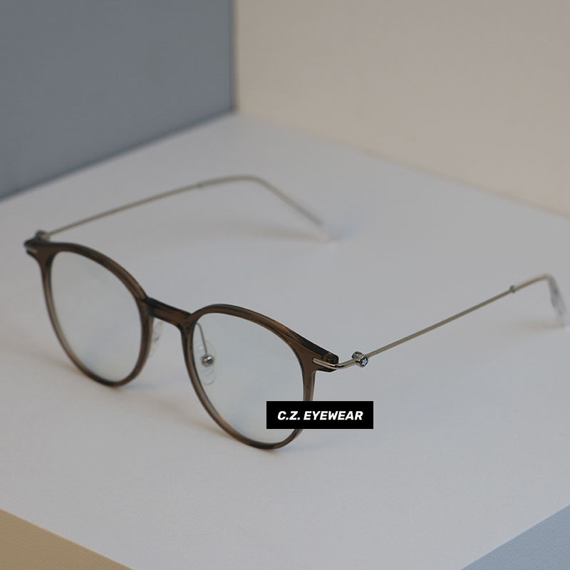 CHOZEN/冷茶色细边圆框近视镜框女方圆脸适合的眼镜网上配眼镜男