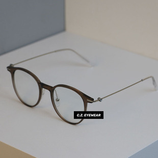 CHOZEN/冷茶色细边圆框近视镜框女方圆脸适合的眼镜网上配眼镜男