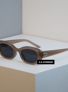 新款ins风奶茶色椭圆高级感墨镜