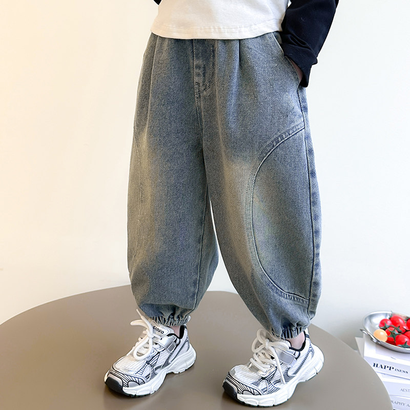 女童萝卜裤春秋外穿洋气长裤儿童哈伦裤宽松灯笼裤春季宝宝牛仔裤