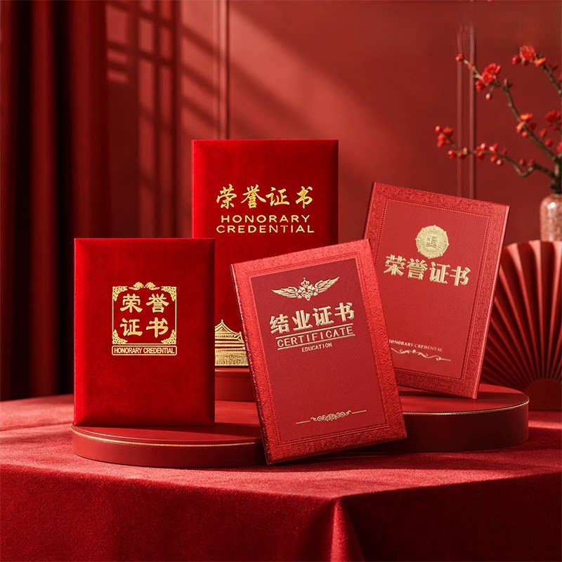 荣誉证书红绒奖章款外壳定制内芯