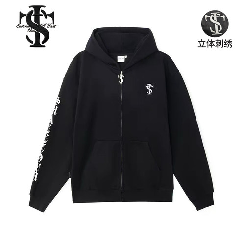 STK拉链外套连帽卫衣美式