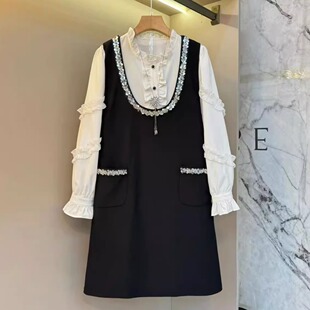 欧货2025秋季新款气质木耳边轻奢高端洋气内搭重工艺马甲裙两件套