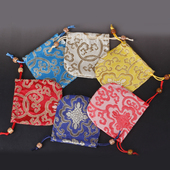 古风织锦饰品袋红色锦囊小首饰袋布袋抽绳束口袋 圆底珠宝收纳袋