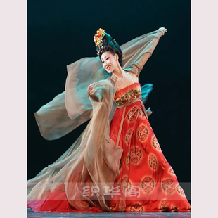 衫 簪花仕女漢服訶子裙大袖 舞蹈演出服唐制中國古典舞紗衣開場拖尾