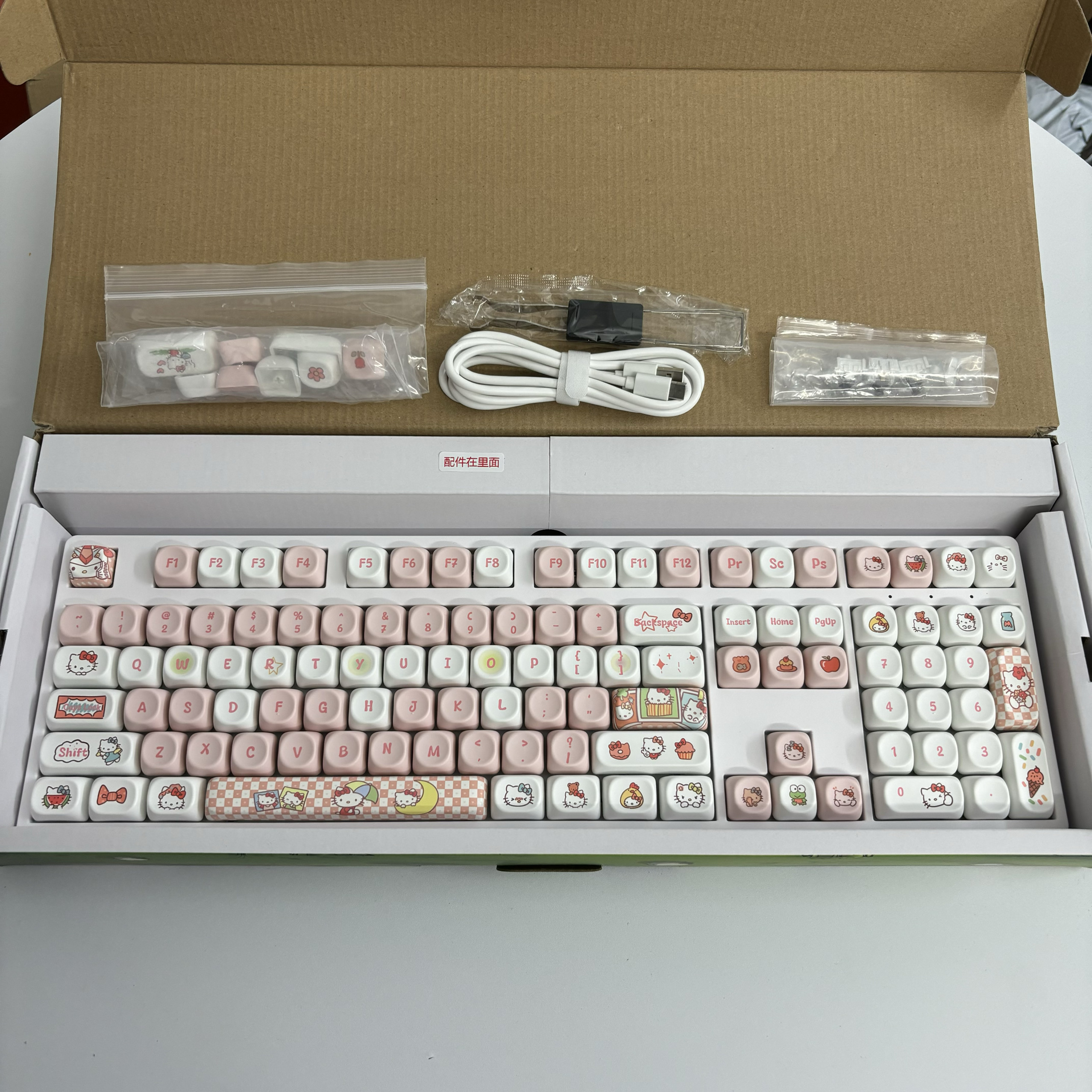HelloKitty108键机械键盘无线 女生高颜值台式电脑办公客制化键盘