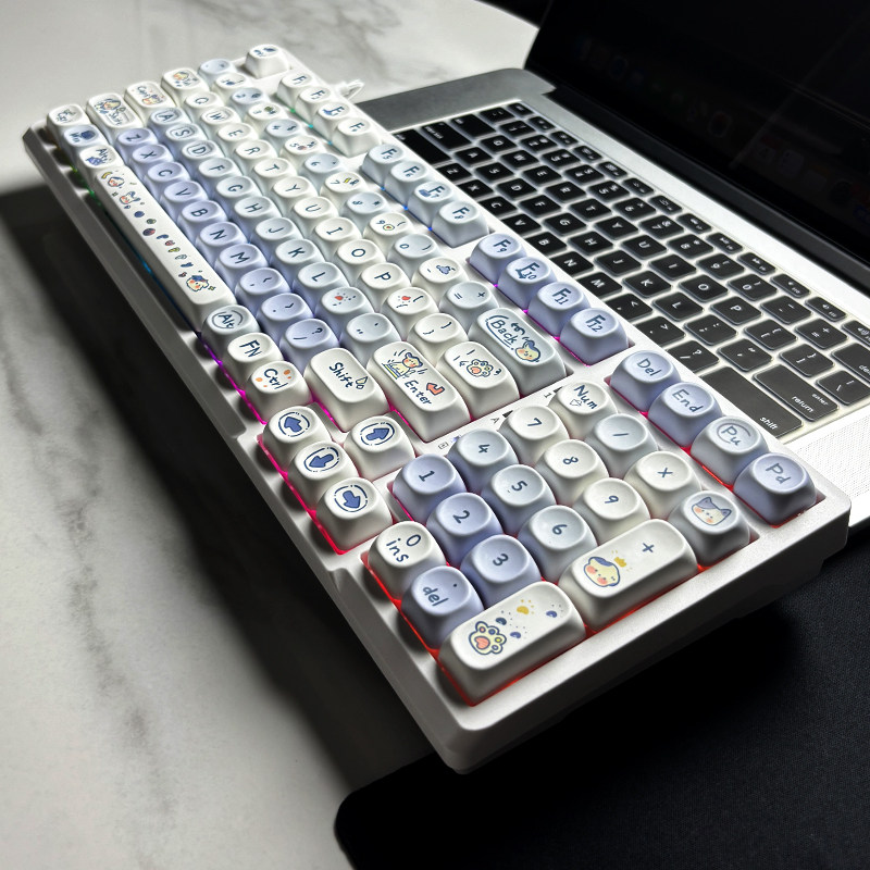 小狗不白98键无线三模机械键盘 女生办公游戏RGB灯光有线蓝牙键盘
