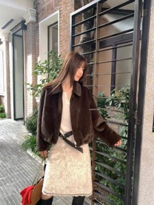 冬季显瘦百搭皮毛一体外套女短款轻奢高级仿水貂毛毛外套上衣