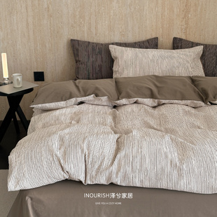 极简侘寂风全棉床上四件套2024新款男生高级感纯棉床单被套春秋款