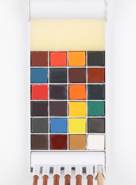 韩国ArtSecret进口WCS-803半固体24色颜料搭配调色盒水彩画笔套装