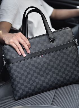 2025横款大号真皮公文包男商务出差男士斜挎包新款牛皮电脑手提包