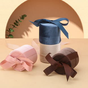 绒布首饰盒高档丝带创意圆柱戒指盒项链盒求婚首饰包装盒礼物盒子