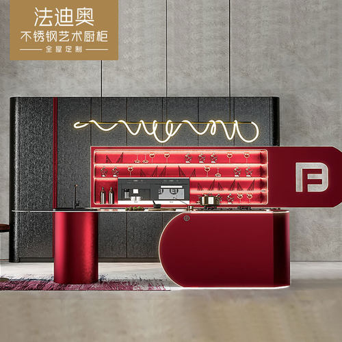 新款不锈钢台面西厨岛台橱柜