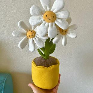 英国jellycat趣味盆栽水仙花雏菊太阳花郁金香毛绒玩偶盆景摆件