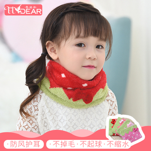 悠迪拉儿童围巾mit珊瑚绒保暖舒适可爱草莓女童加厚儿童围脖