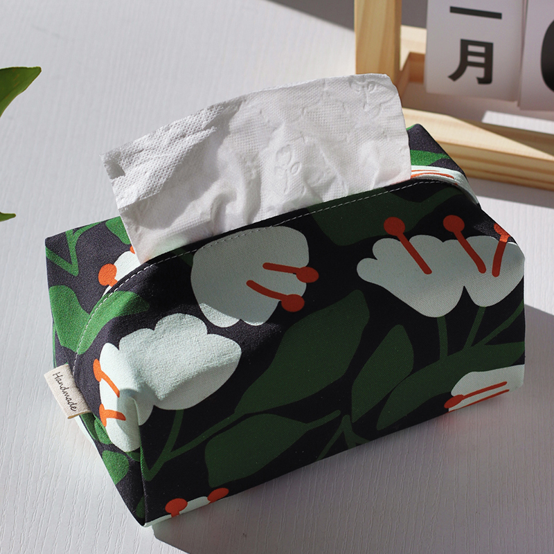 Handmade原创帆布印花布艺纸巾套车载抽纸盒桌面餐厅客厅家用商用