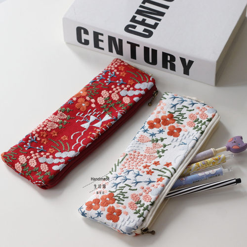 少女森系ins风学生文具袋厚刺绣