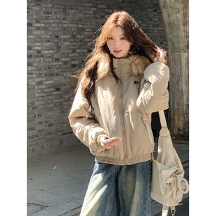 覆古派克服韩系宽松小个子外套 羽绒棉衣工装 棉服女2025年冬季 新款