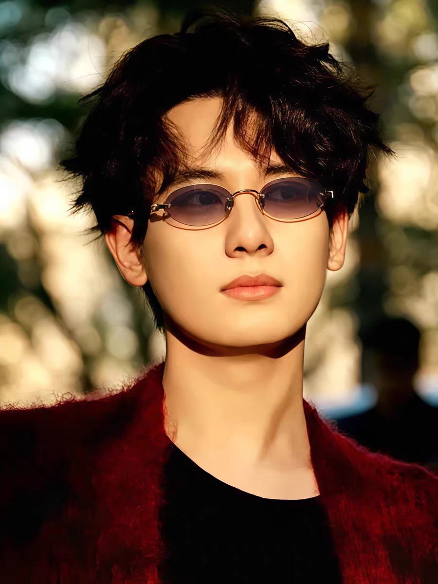 胡先煦同款墨镜个性椭圆形无框眼镜防紫外线近视太阳镜男款显小脸