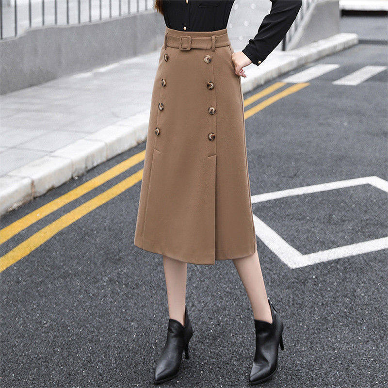 大码欧版弹力毛呢a字裙女秋冬200斤胖mm高腰加厚开叉中长款直筒裙,女装/女士精品,半身裙,淘宝优惠券,粉丝福利购,淘宝优惠卷