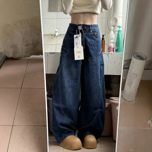 刺绣牛仔裤高腰牛仔裤休闲长裤子