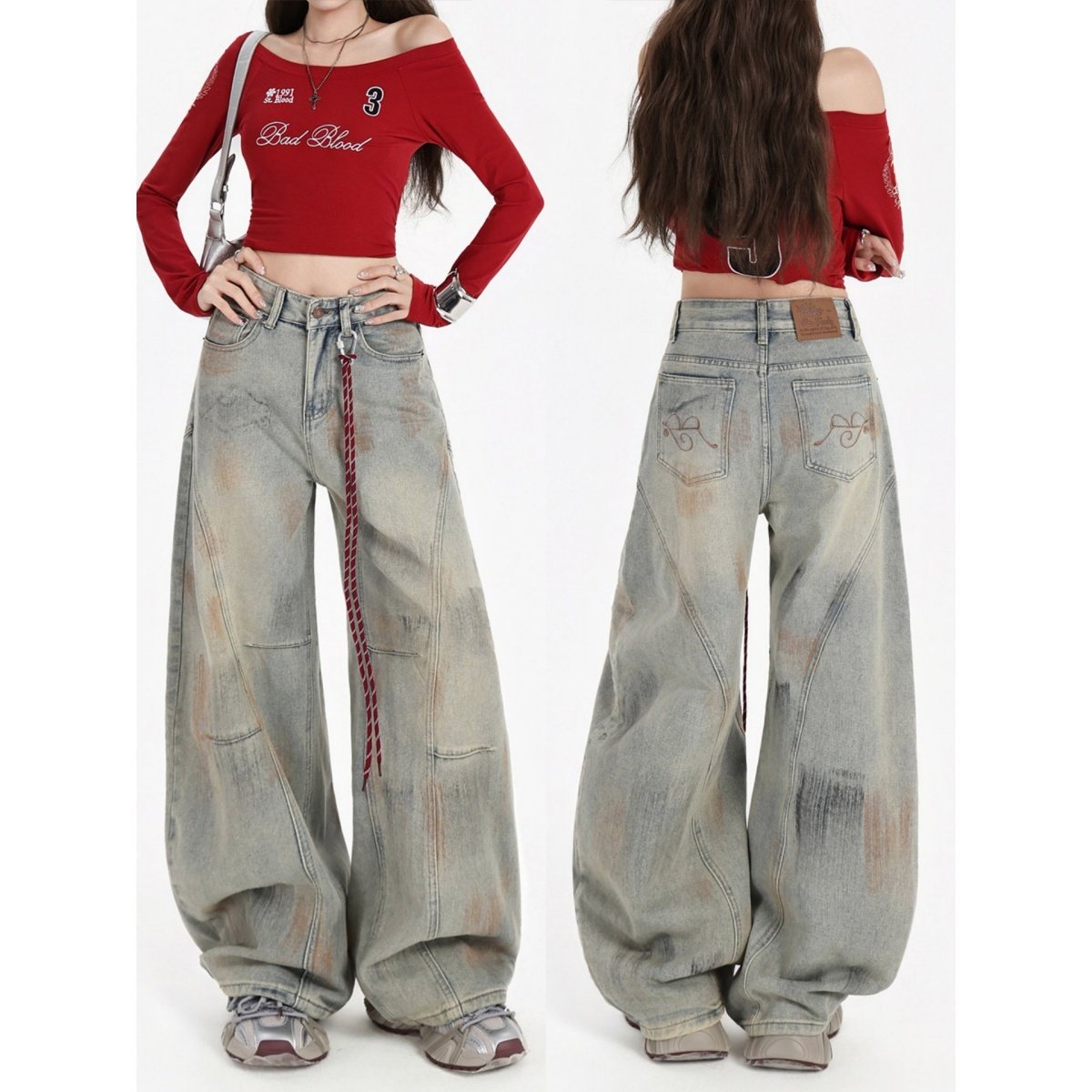 复古美式弯刀牛仔裤女2026春夏新款高腰显瘦直筒阔腿休闲百搭裤子,女装/女士精品,牛仔裤,淘宝优惠券,粉丝福利购,淘宝优惠卷