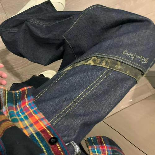 宽松牛仔裤高腰牛仔裤休闲长裤子