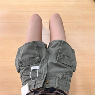 复古工装 宽松街头多口袋阔腿短裤 阔腿牛仔短裤 新款 子潮 女夏季 美式