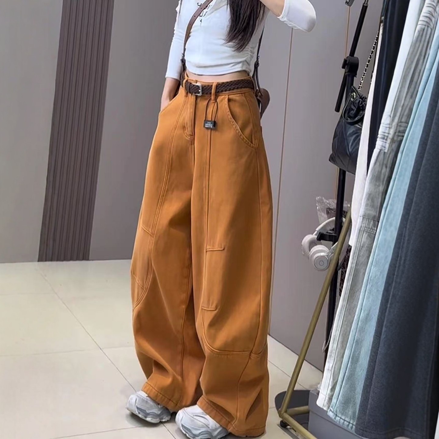 高级感弯刀牛仔裤女2025新款冬季高腰显瘦宽松慵懒风休闲阔腿裤子,女装/女士精品,牛仔裤,淘宝优惠券,粉丝福利购,淘宝优惠卷