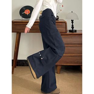 复古工装 高腰宽松显瘦百搭拖地阔腿裤 牛仔裤 秋季 子 女2026新款 美式